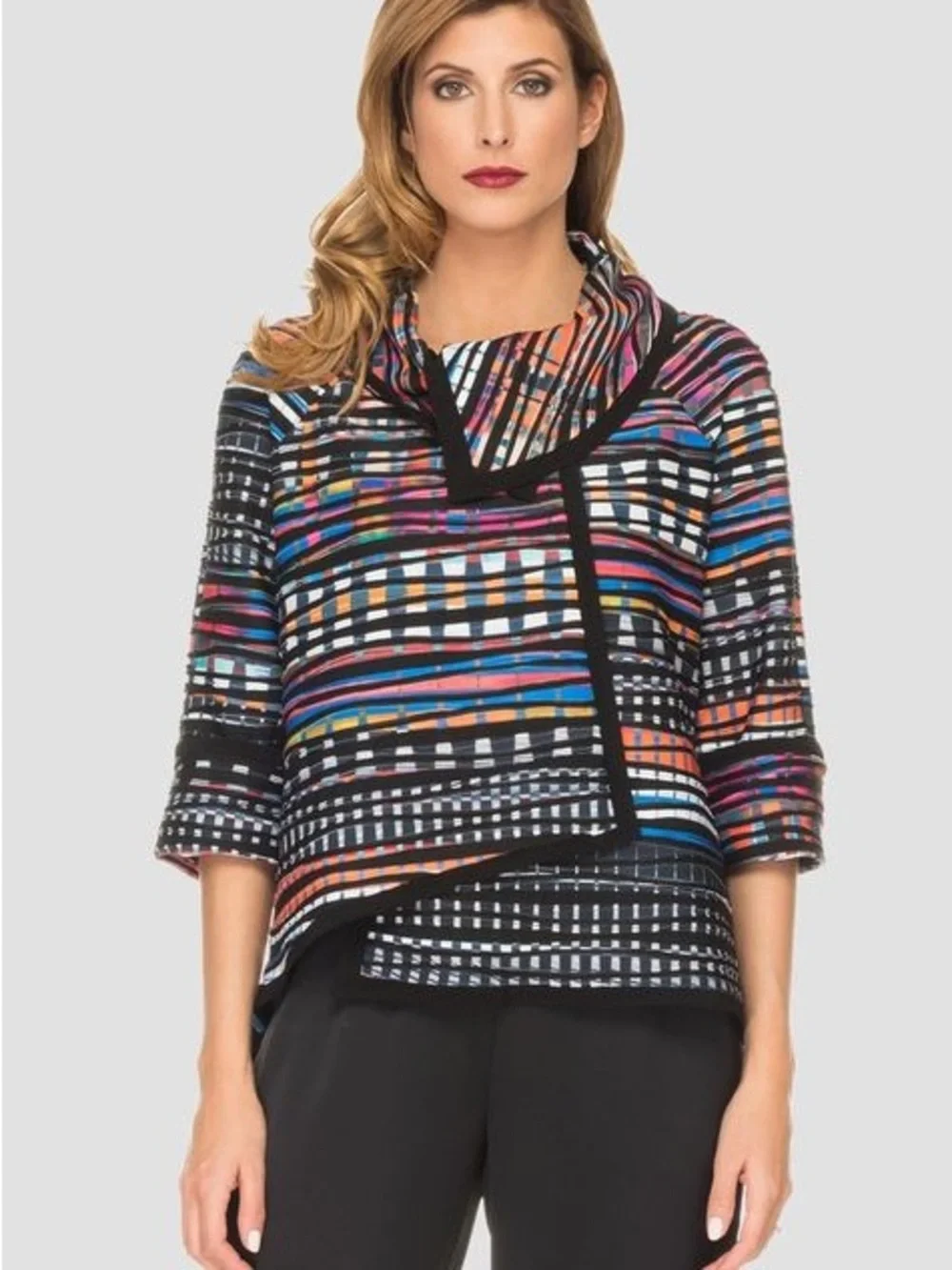 Joseph Ribkoff Multicolor Striped Draped Jacket Sz 10 - Picture 1 of 8